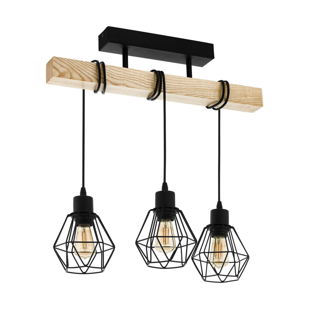 Arbora – Adjustable Pinewood Ceiling Light with Metal Wire Shades