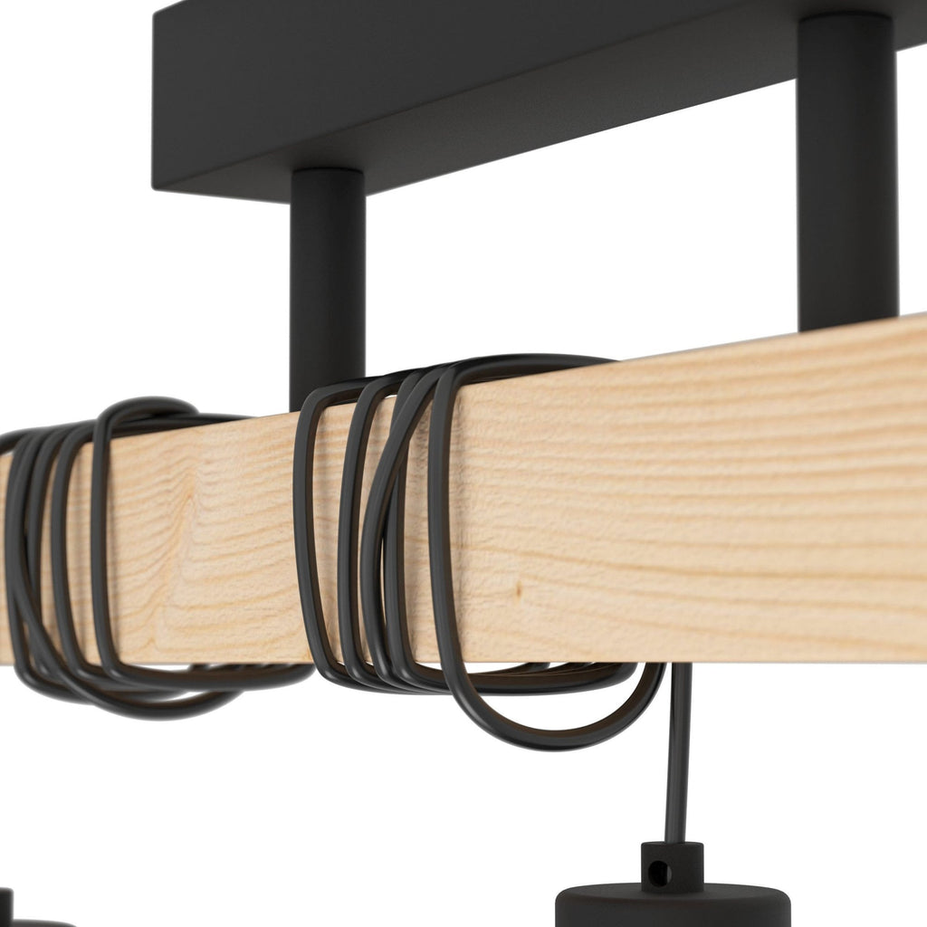 Arbora – Adjustable Pinewood Ceiling Light with Metal Wire Shades