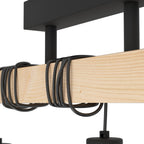 Arbora – Adjustable Pinewood Ceiling Light with Metal Wire Shades