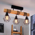Arbora – Adjustable Pinewood Ceiling Light with Metal Wire Shades