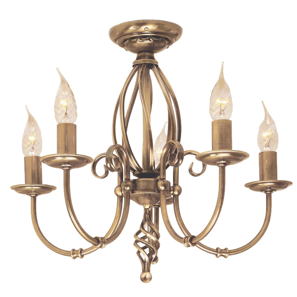 Aurelis – Aged Brass Five Light Convertible Chandelier