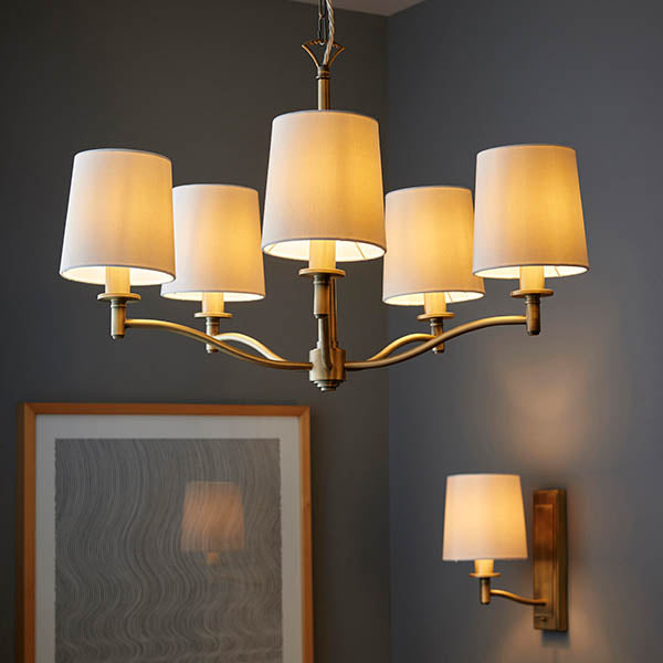 Aurelis – Antique Brass 5 Arm Ceiling Pendant Light