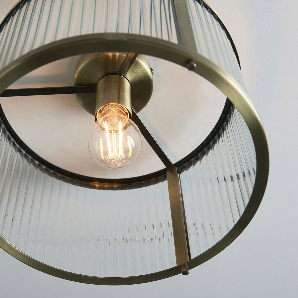 Aurelis – Antique Brass Flush Clear Glass Ceiling Light