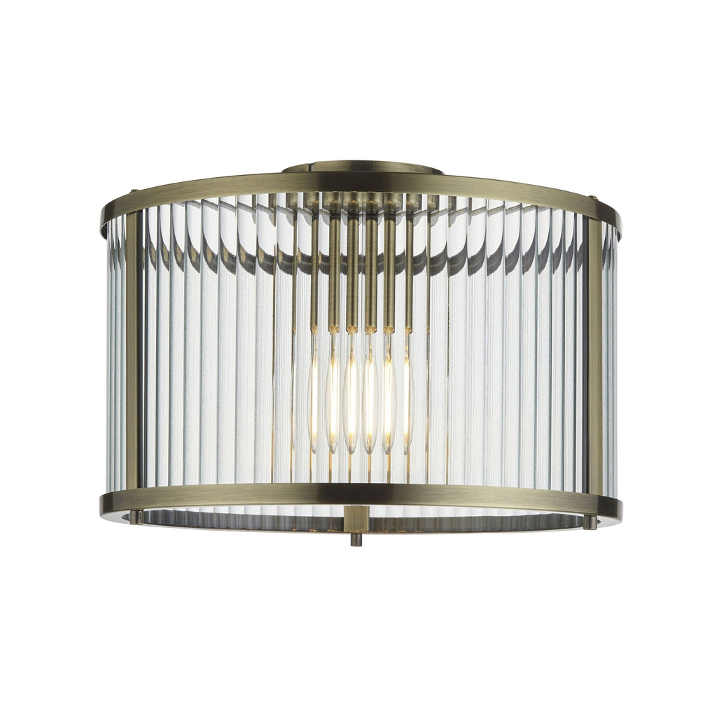 Aurelis – Antique Brass Flush Clear Glass Ceiling Light