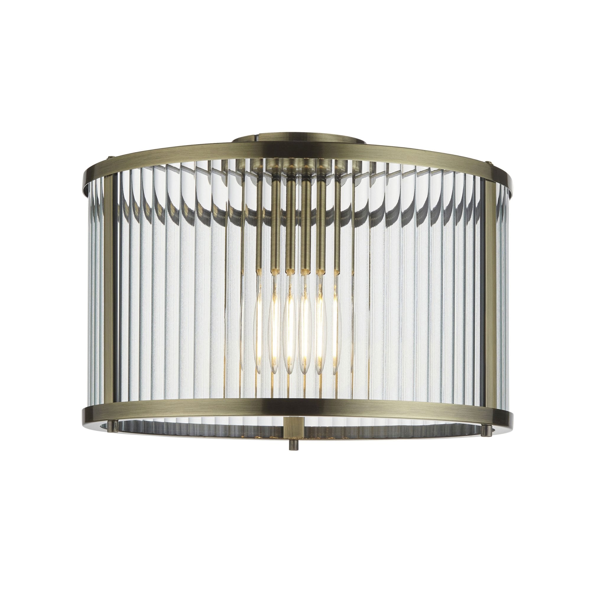 Aurelis – Antique Brass Flush Clear Glass Ceiling Light
