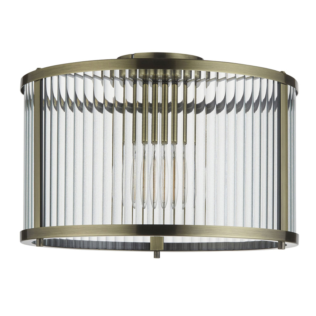 Aurelis – Antique Brass Flush Clear Glass Ceiling Light