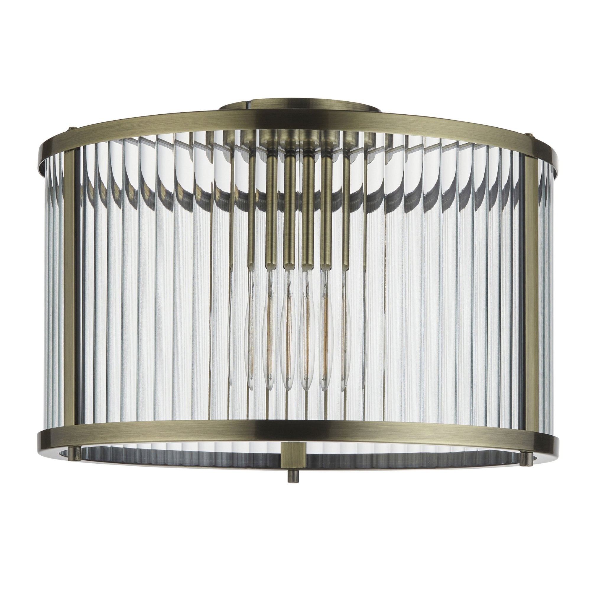 Aurelis – Antique Brass Flush Clear Glass Ceiling Light