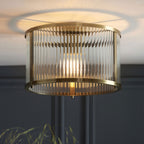 Aurelis – Antique Brass Flush Clear Glass Ceiling Light