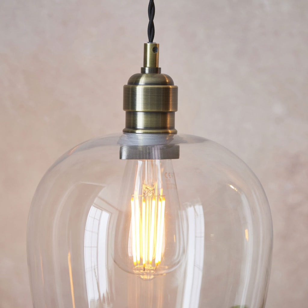 Aurelis – Antique Brass Metal Ceiling Pendant Light with Glass Shade