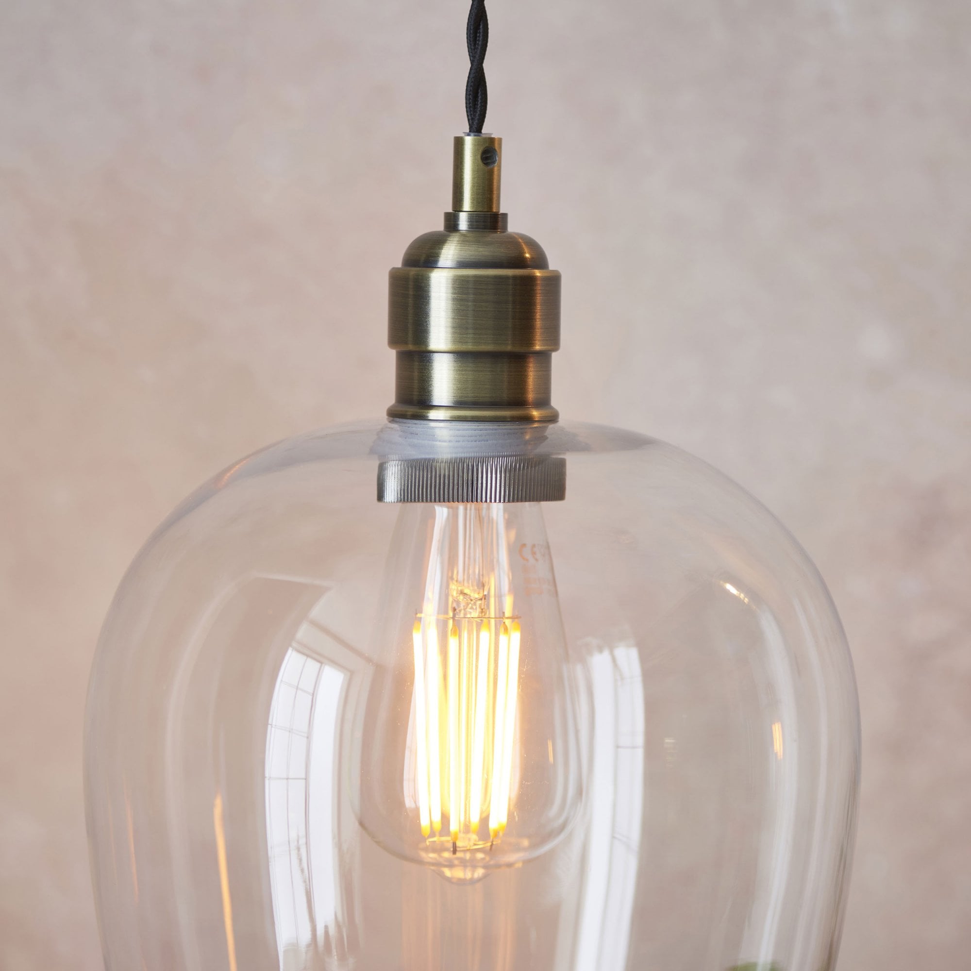 Aurelis – Antique Brass Metal Ceiling Pendant Light with Glass Shade