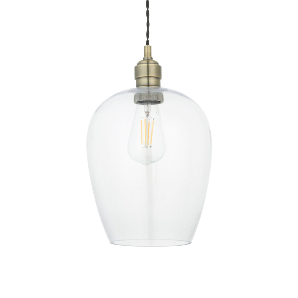 Aurelis – Antique Brass Metal Ceiling Pendant Light with Glass Shade