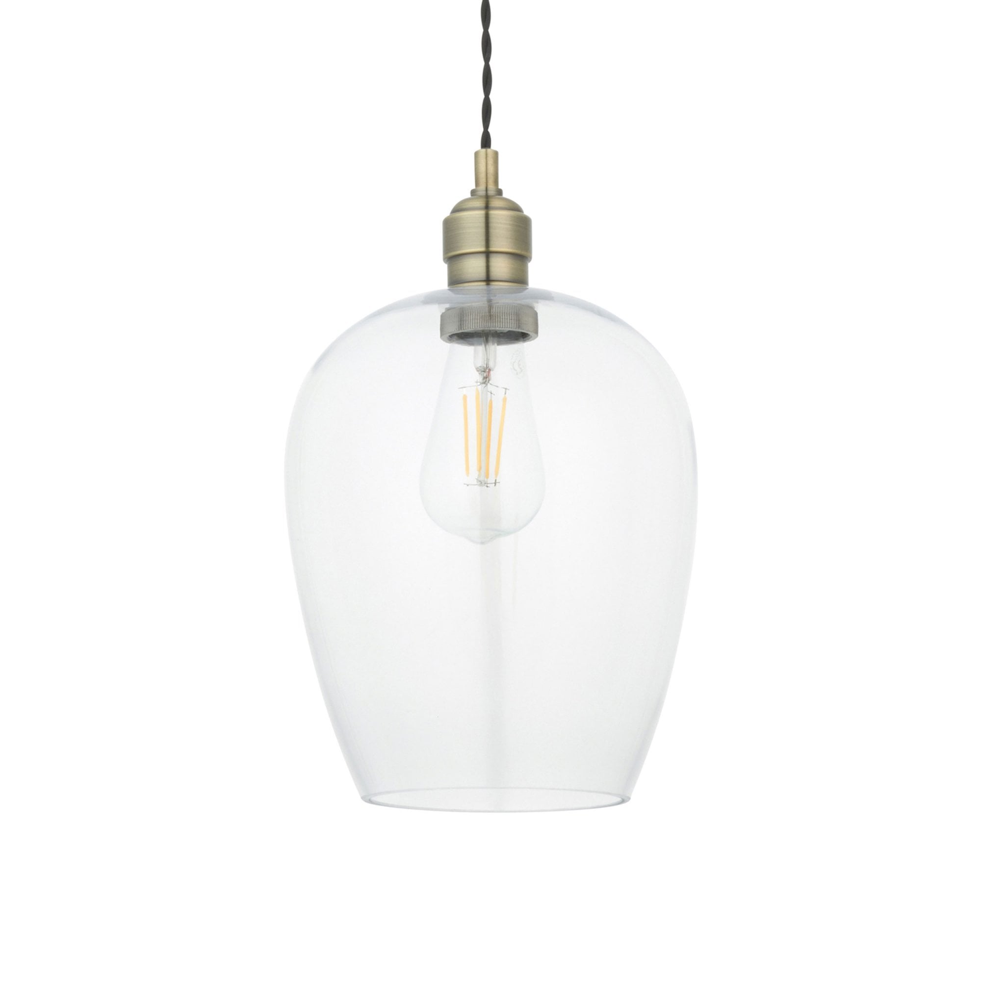 Aurelis – Antique Brass Metal Ceiling Pendant Light with Glass Shade
