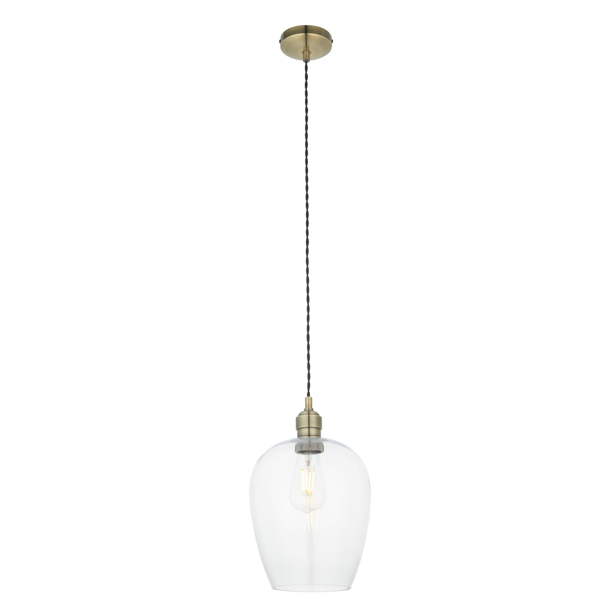 Aurelis – Antique Brass Metal Ceiling Pendant Light with Glass Shade