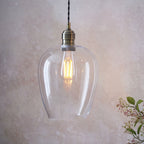 Aurelis – Antique Brass Metal Ceiling Pendant Light with Glass Shade