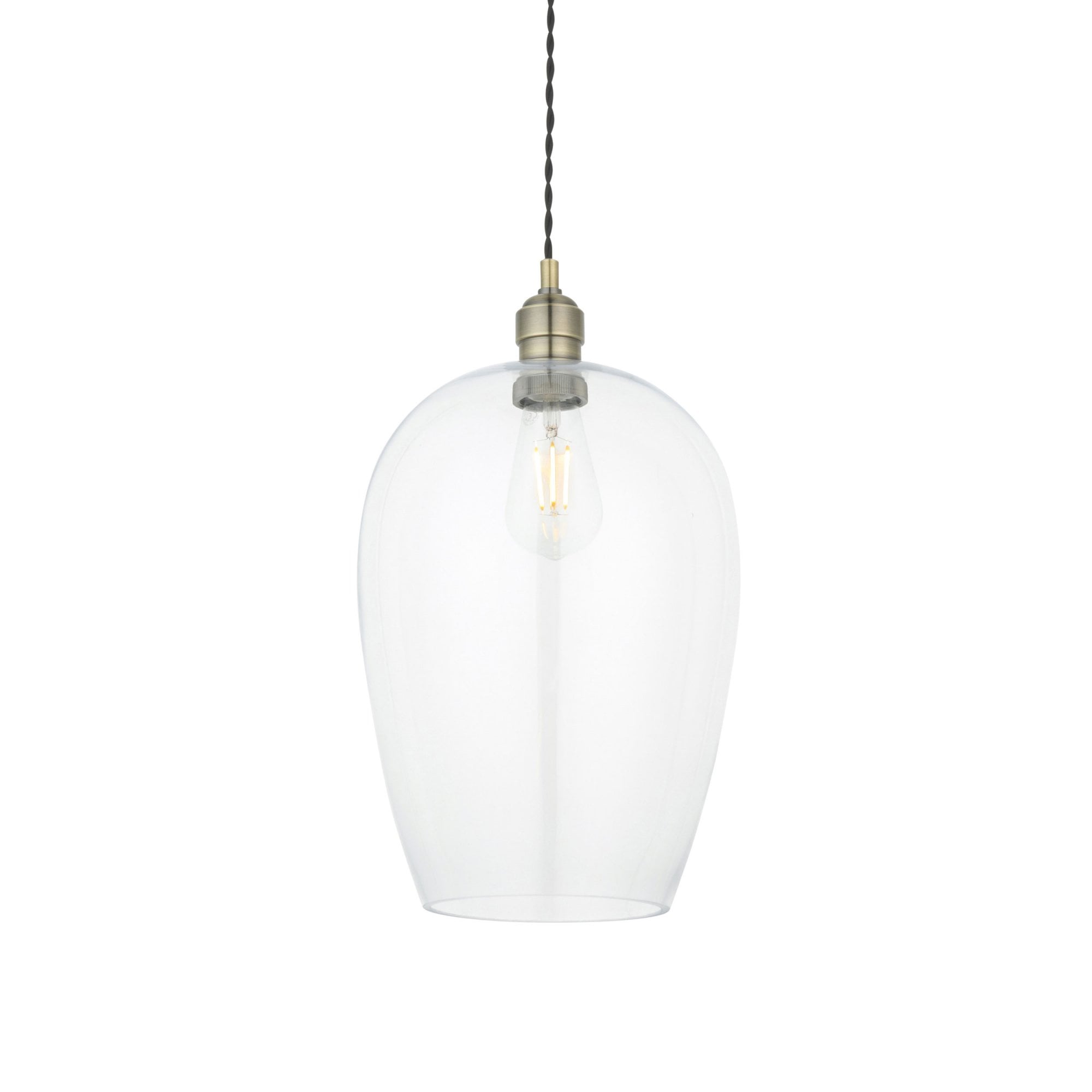 Aurelis – Antique Brass Pendant Light with Clear Glass Bezel
