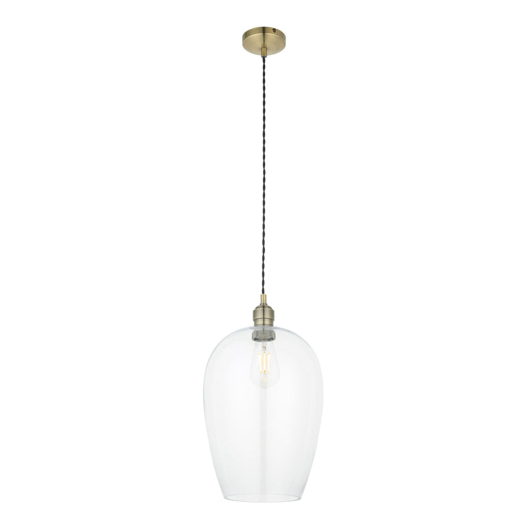 Aurelis – Antique Brass Pendant Light with Clear Glass Bezel