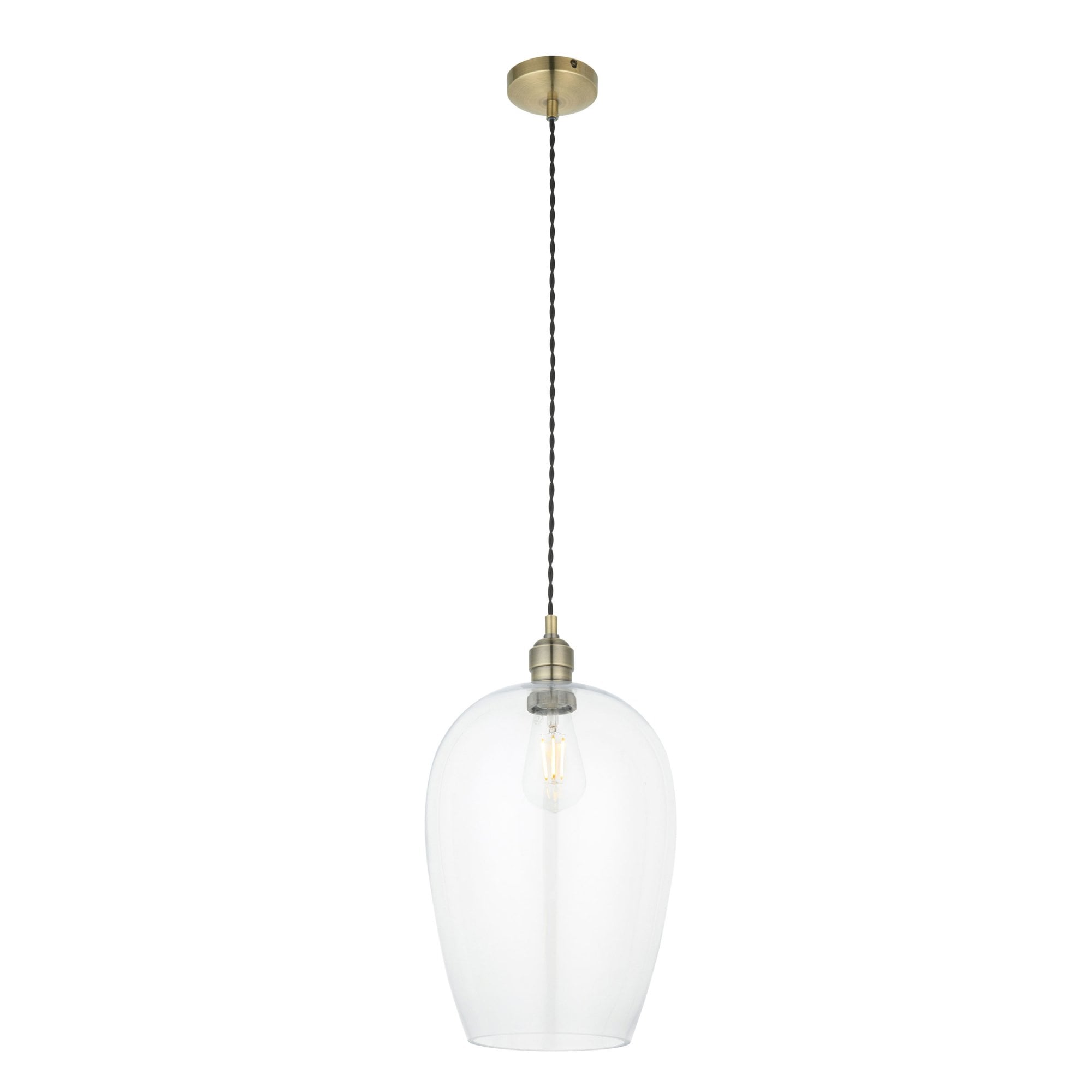 Aurelis – Antique Brass Pendant Light with Clear Glass Bezel