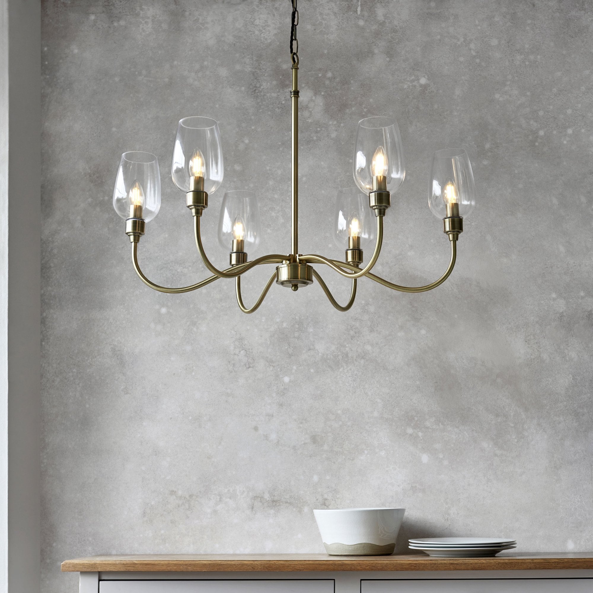 Aurelis – Brass Six Light Ceiling Pendant