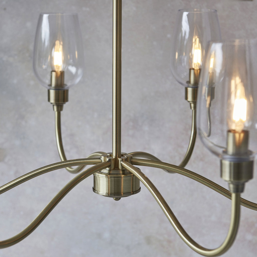 Aurelis – Brass Six Light Ceiling Pendant