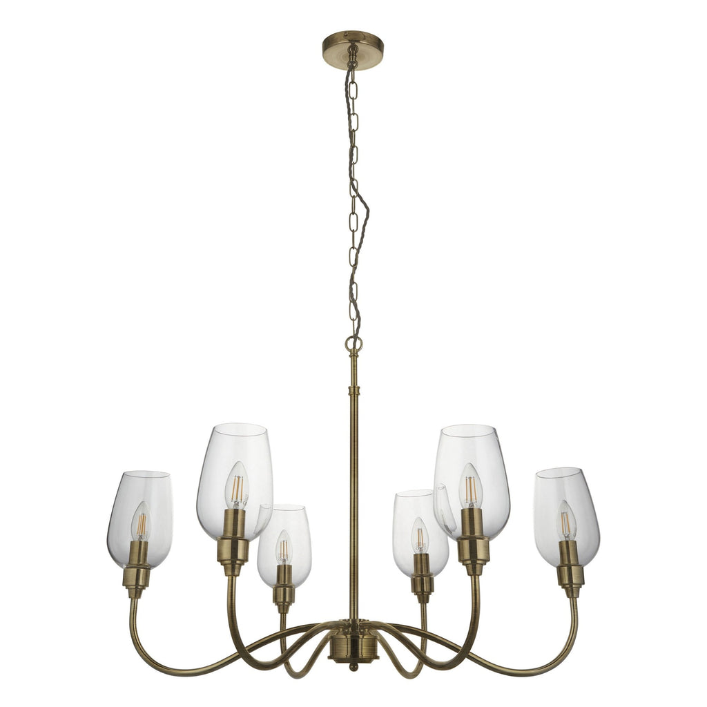 Aurelis – Brass Six Light Ceiling Pendant