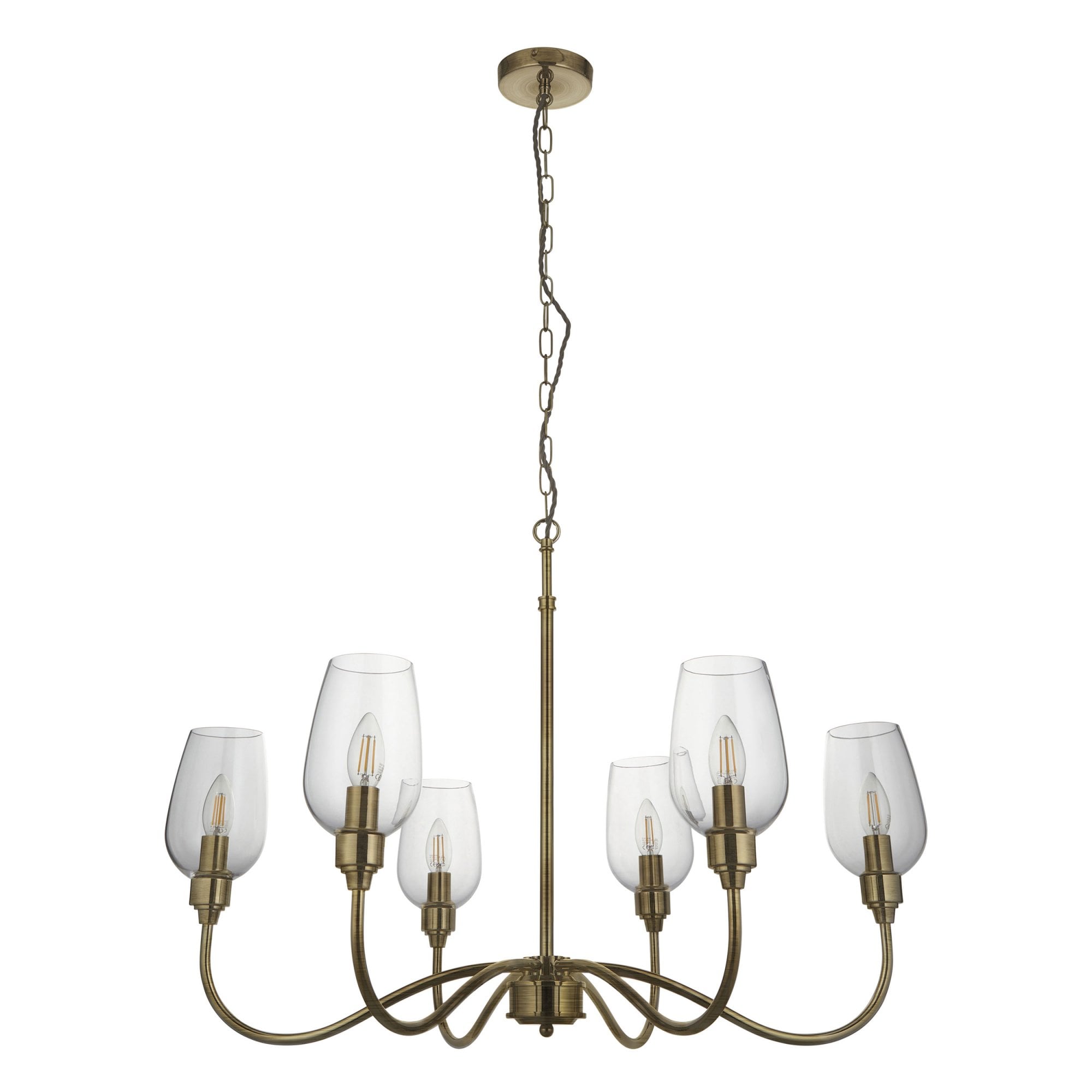 Aurelis – Brass Six Light Ceiling Pendant