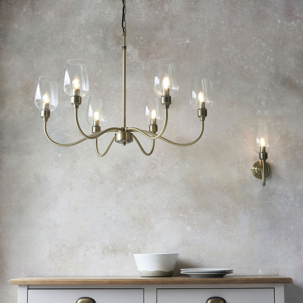 Aurelis – Brass Six Light Ceiling Pendant