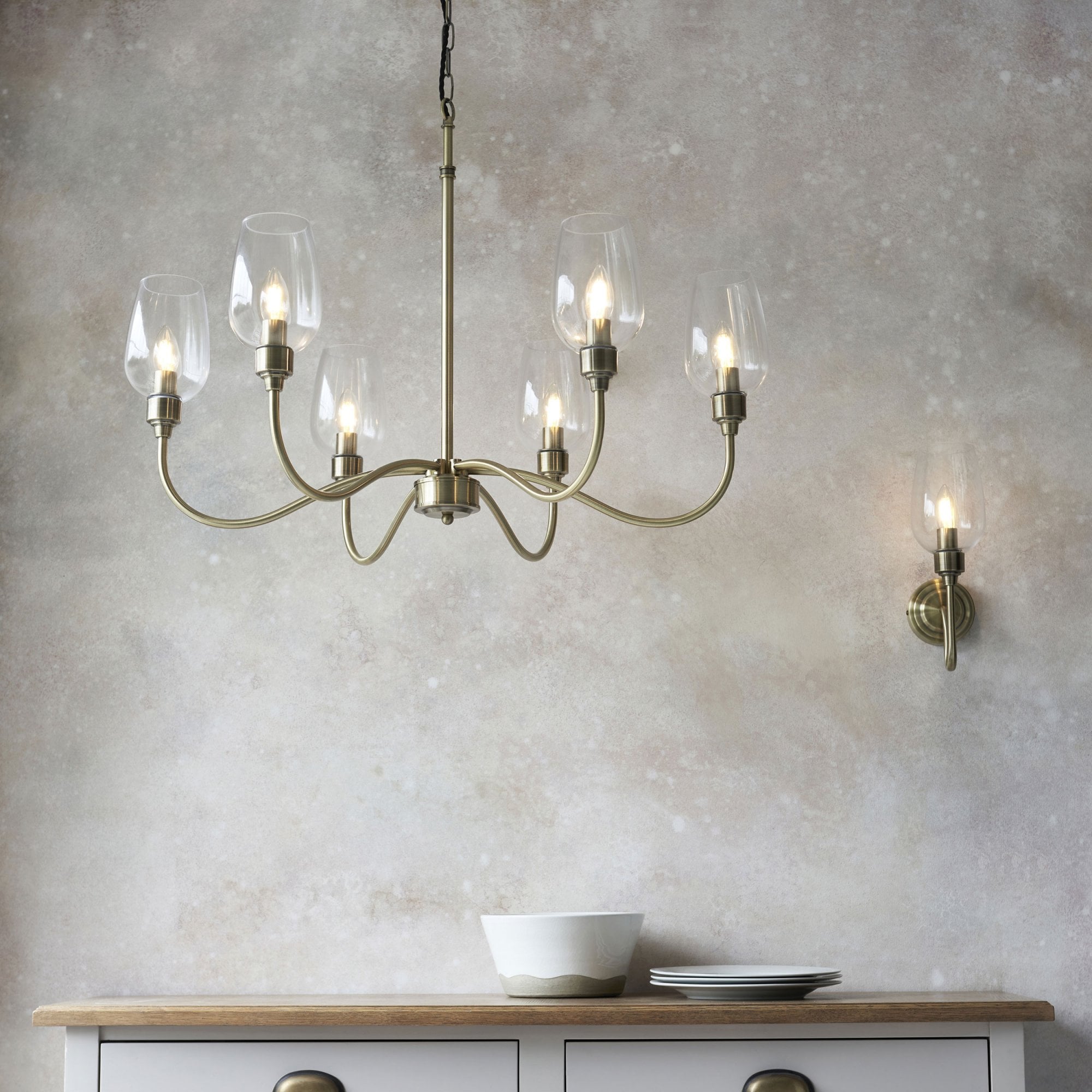 Aurelis – Brass Six Light Ceiling Pendant