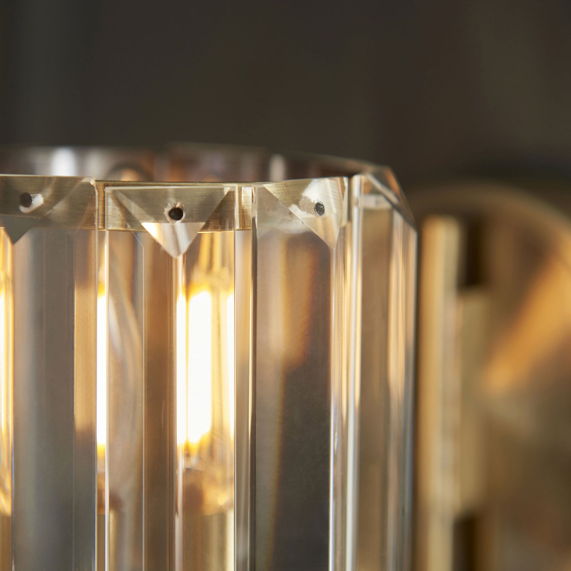 Aurelis – Brass Wall Light with Faceted Glass Shade