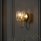 Aurelis – Brass Wall Light with Faceted Glass Shade