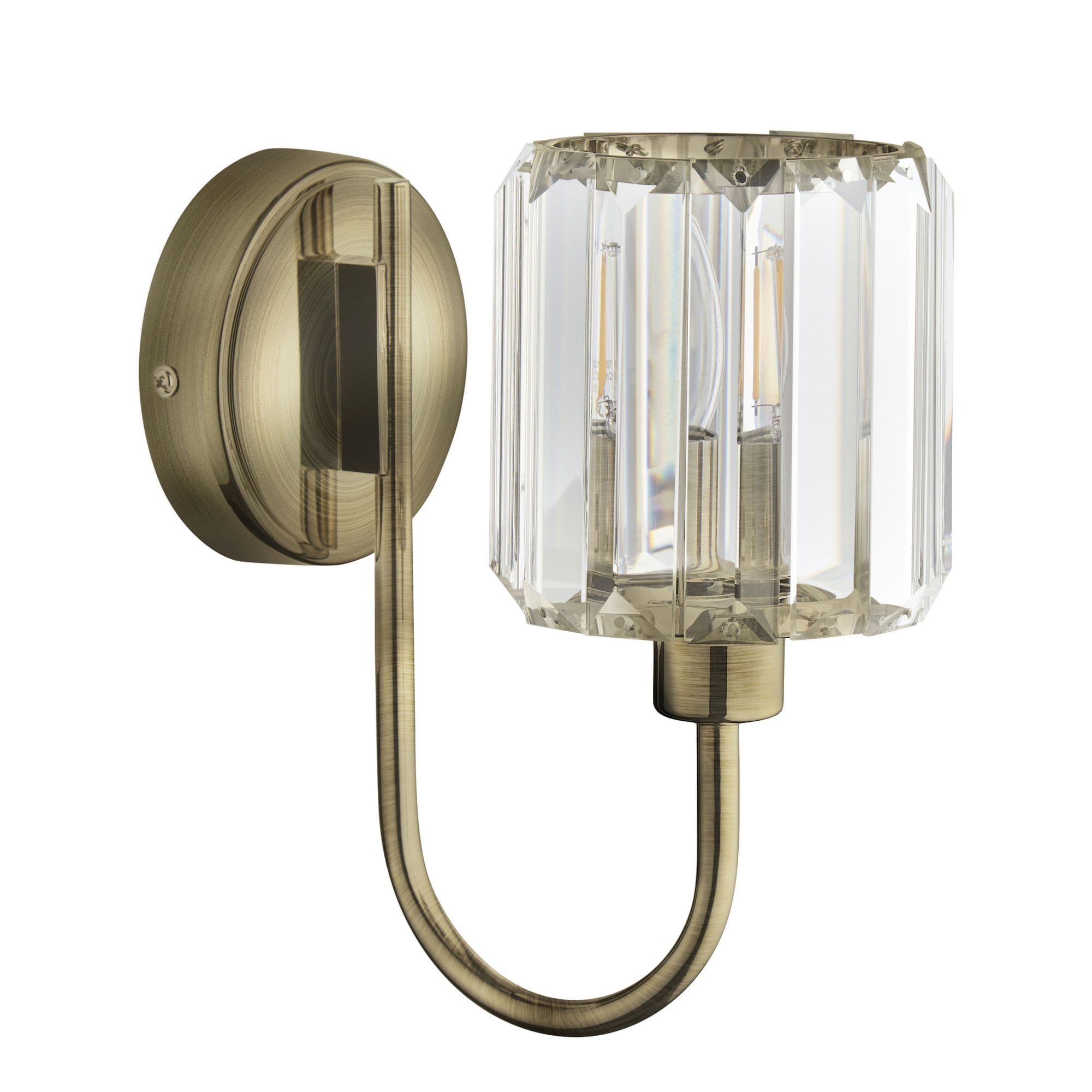 Aurelis – Brass Wall Light with Faceted Glass Shade