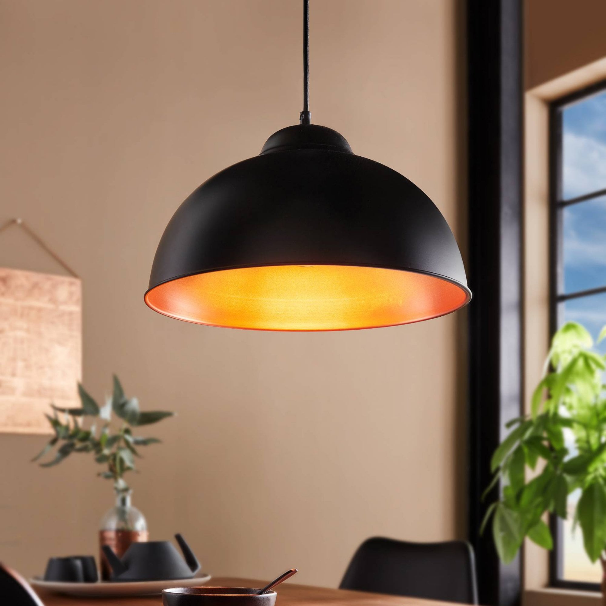 Aurelis – Copper Pendant Light Black Metal Shade