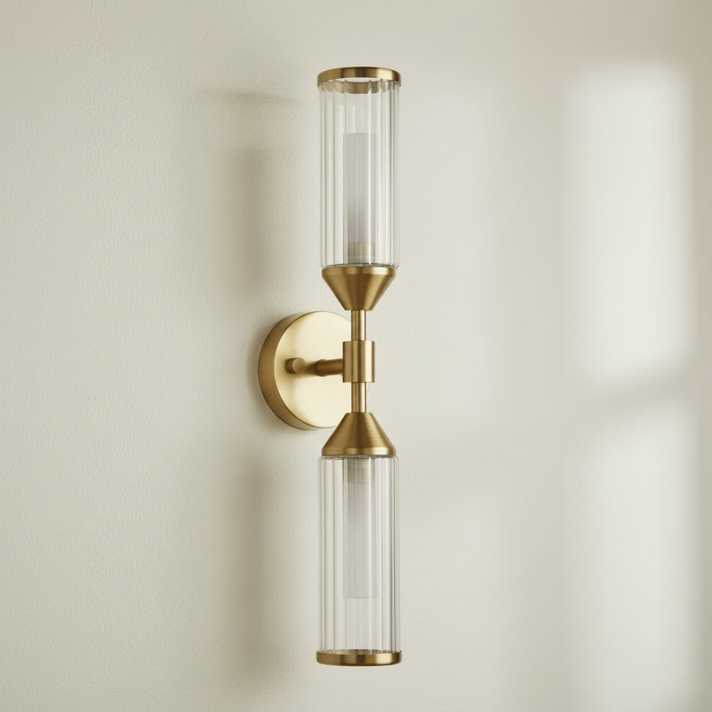 Aurelis – Glass Two-Arm Wall Light Satin Brass