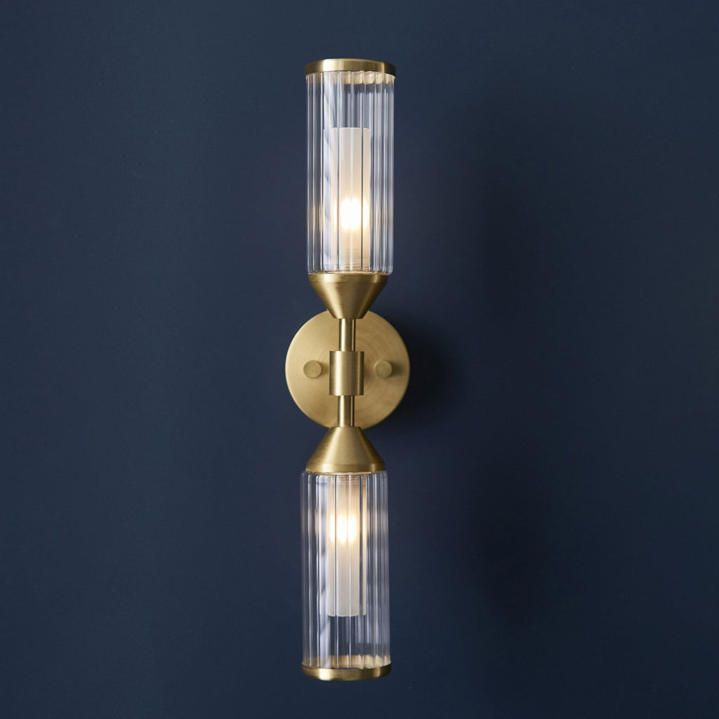 Aurelis – Glass Two-Arm Wall Light Satin Brass