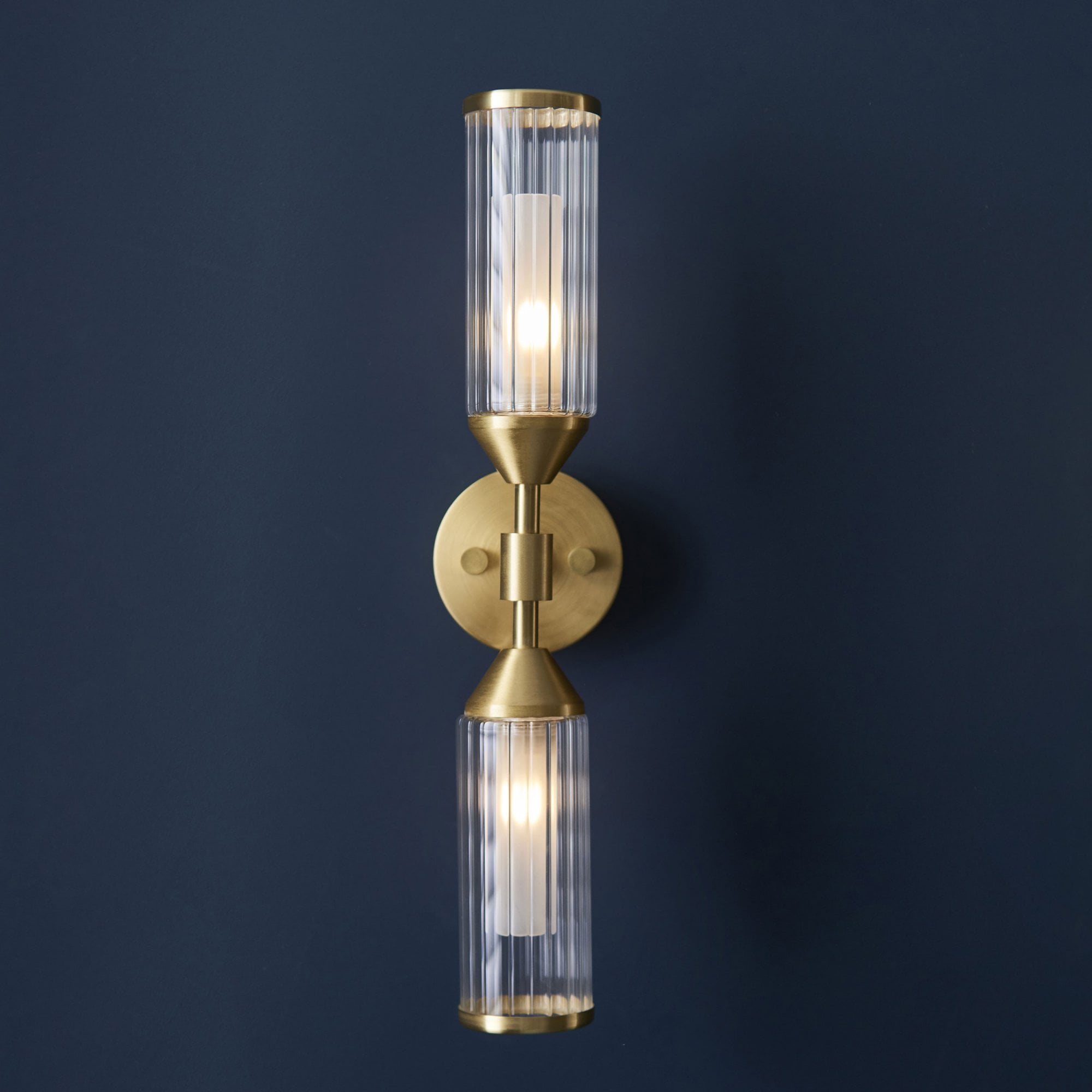 Aurelis – Glass Two-Arm Wall Light Satin Brass
