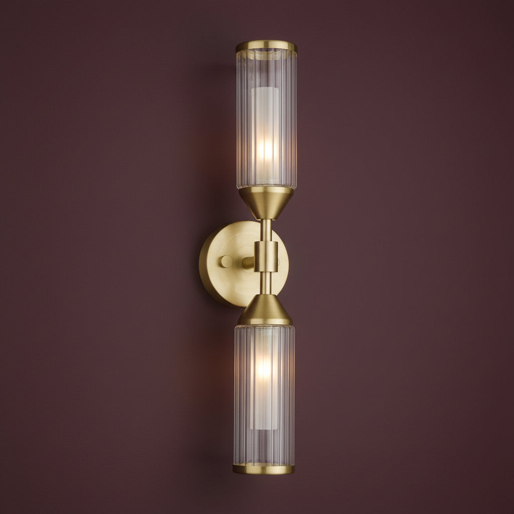 Aurelis – Glass Two-Arm Wall Light Satin Brass