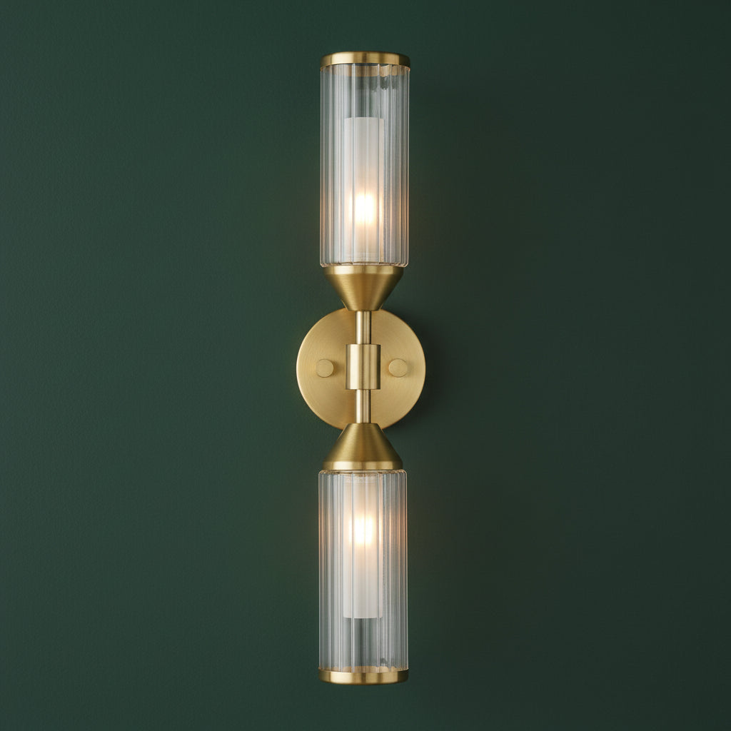 Aurelis – Glass Two-Arm Wall Light Satin Brass