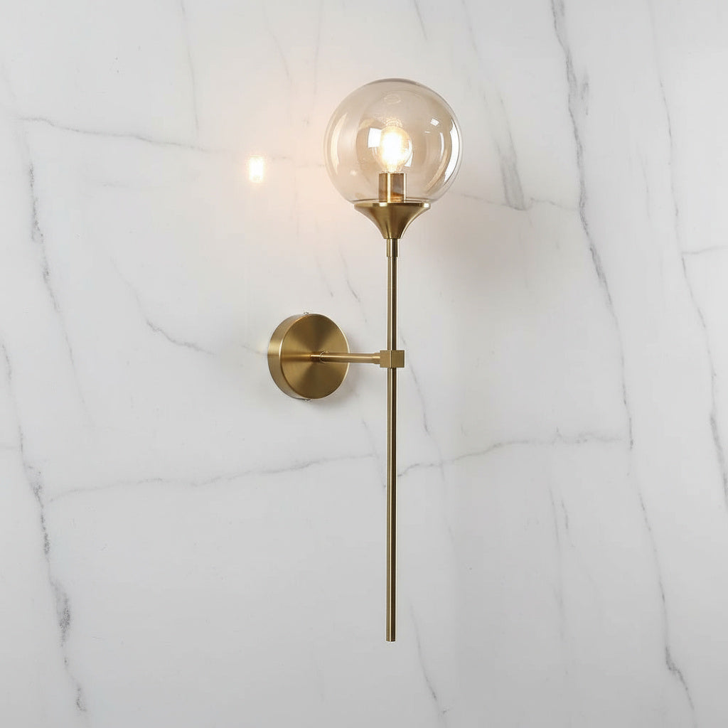Aurelis – Glass Wall Sconce with Gold Metal Base