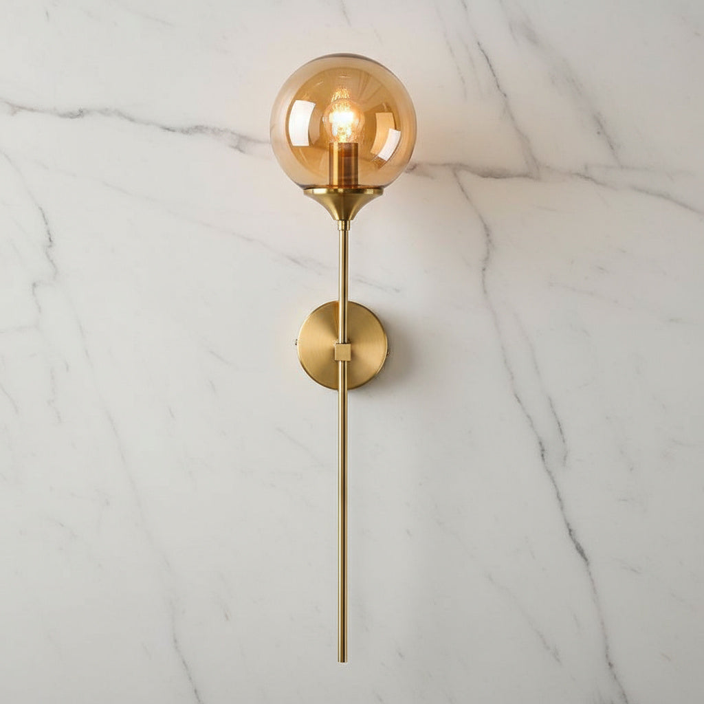 Aurelis – Glass Wall Sconce with Gold Metal Base
