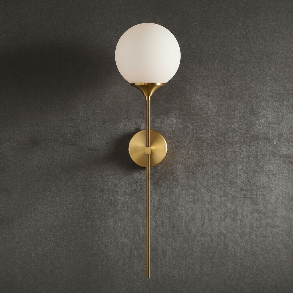 Aurelis – Glass Wall Sconce with Gold Metal Base