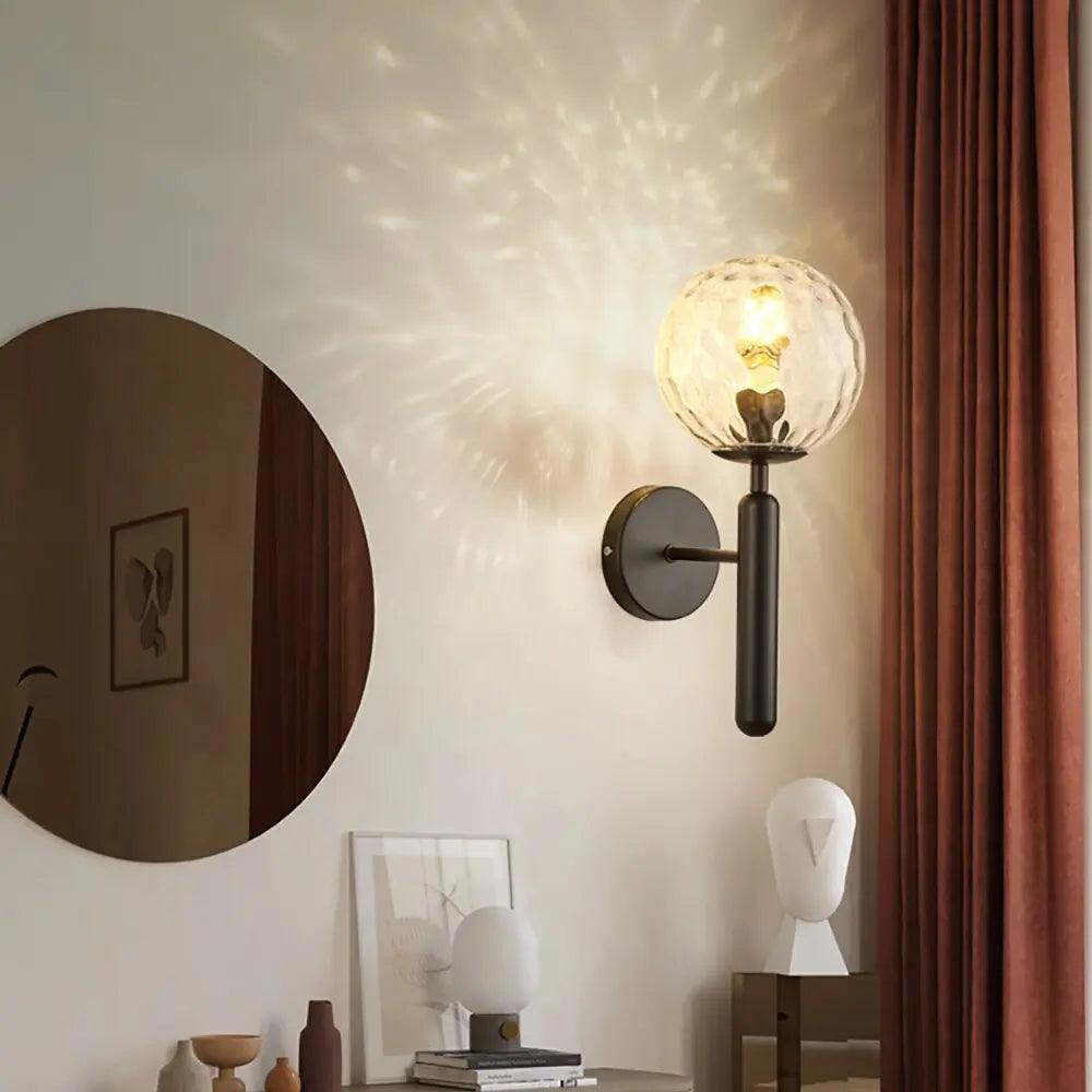 Aurelis – Gold Metal Wall Sconce with Glass Shade