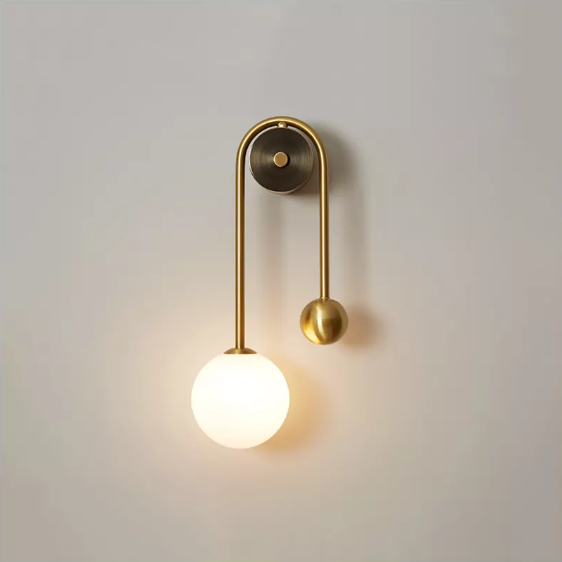 Aurelis – Gold Wall Sconce with White Glass Shade