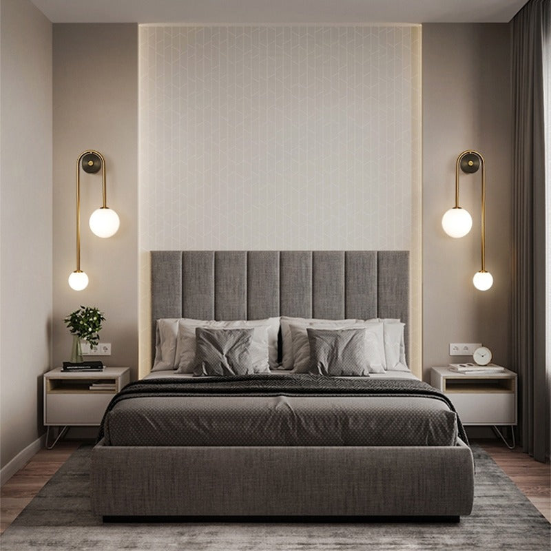 Aurelis – Gold Wall Sconce with White Glass Shade