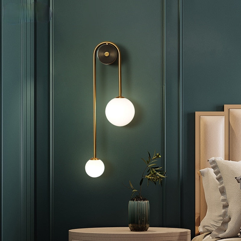 Aurelis – Gold Wall Sconce with White Glass Shade