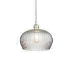 Aurelis – Nickel Pendant Light with Clear Ribbed Glass Shade
