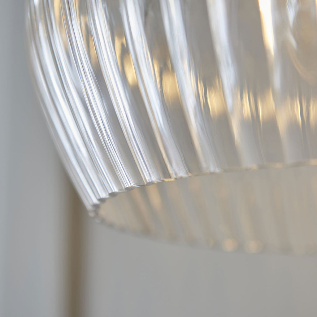 Aurelis – Nickel Pendant Light with Clear Ribbed Glass Shade