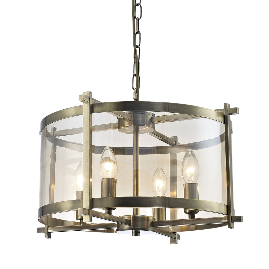 Sylvara – Antique Brass 4-Light Glass Pendant