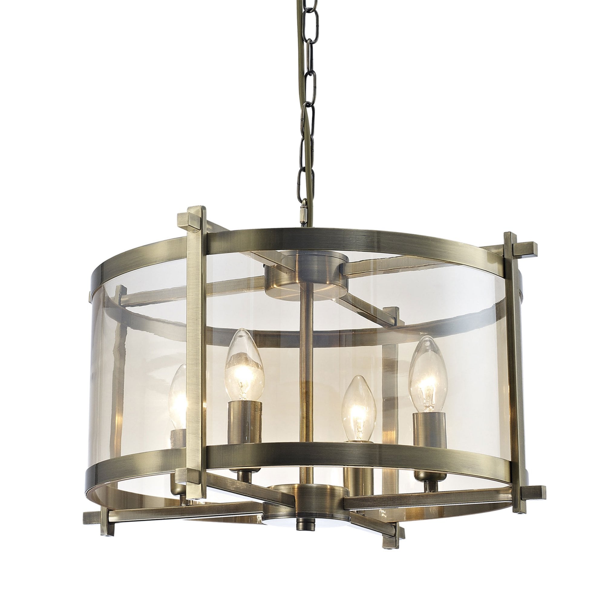 Sylvara – Antique Brass 4-Light Glass Pendant