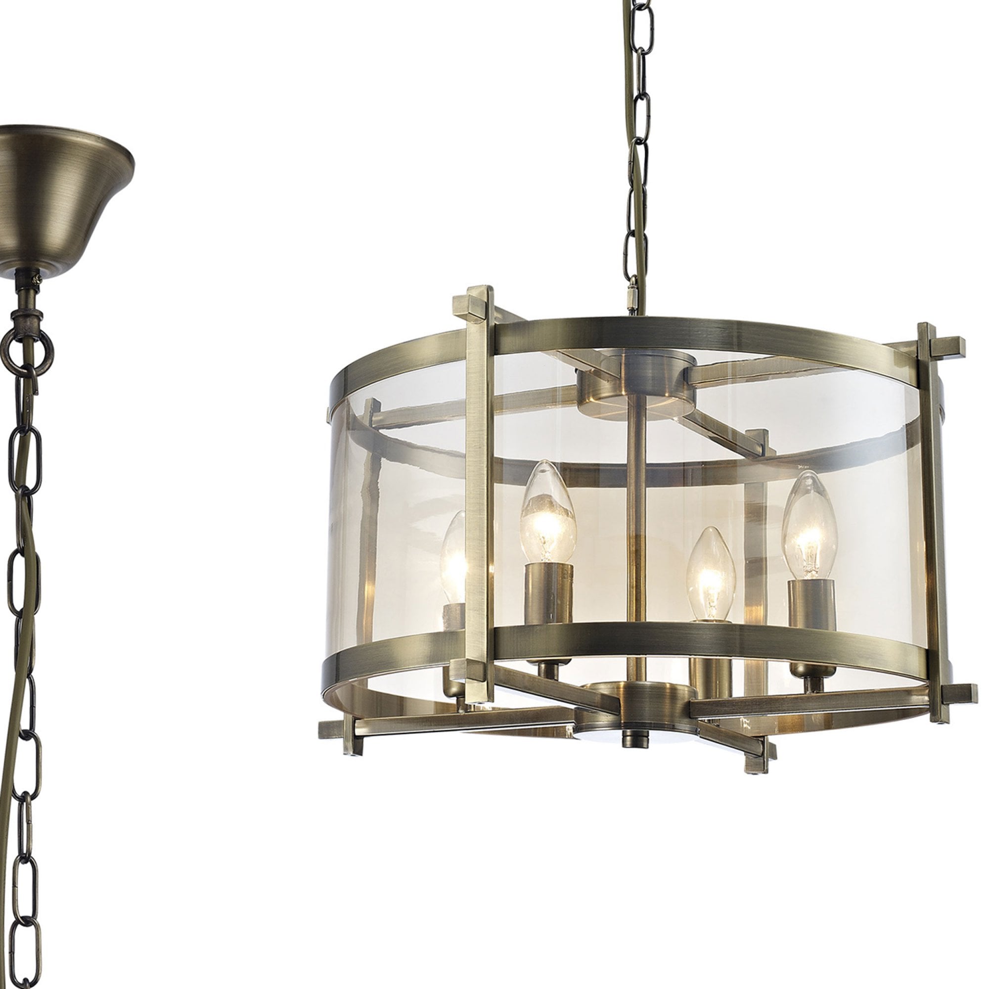 Sylvara – Antique Brass 4-Light Glass Pendant