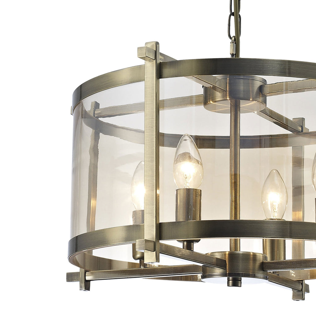 Sylvara – Antique Brass 4-Light Glass Pendant