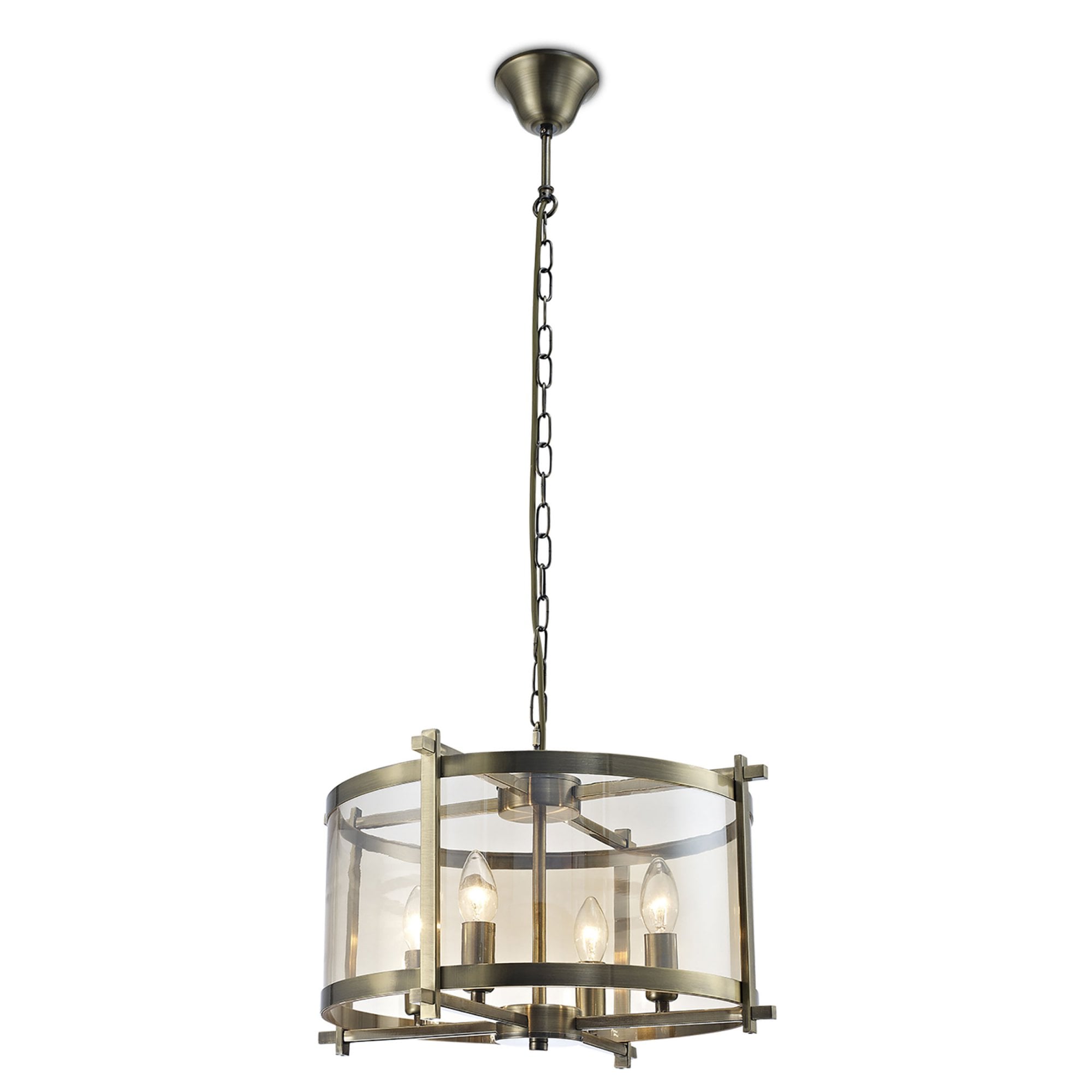 Sylvara – Antique Brass 4-Light Glass Pendant